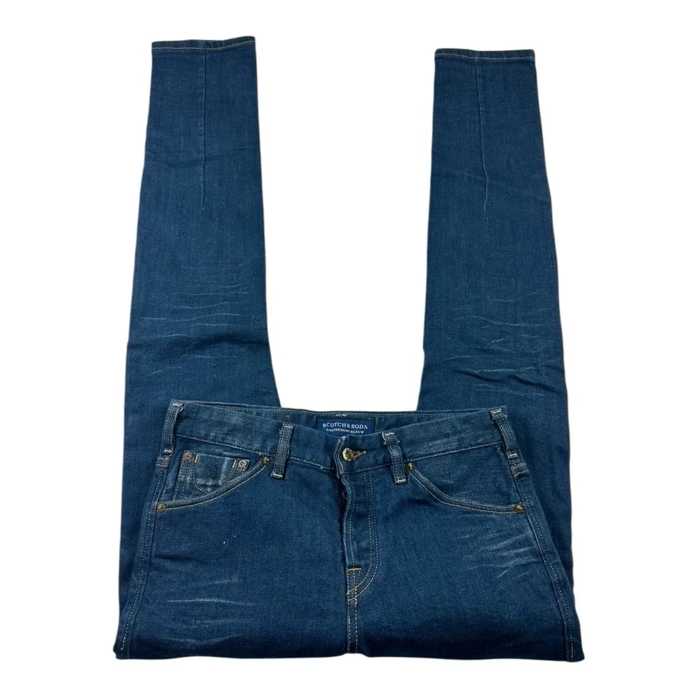 Scotch & Soda Phaidon Skinny Jeans Mens 30x34 Blue Button Fly Amsterdams Blauw